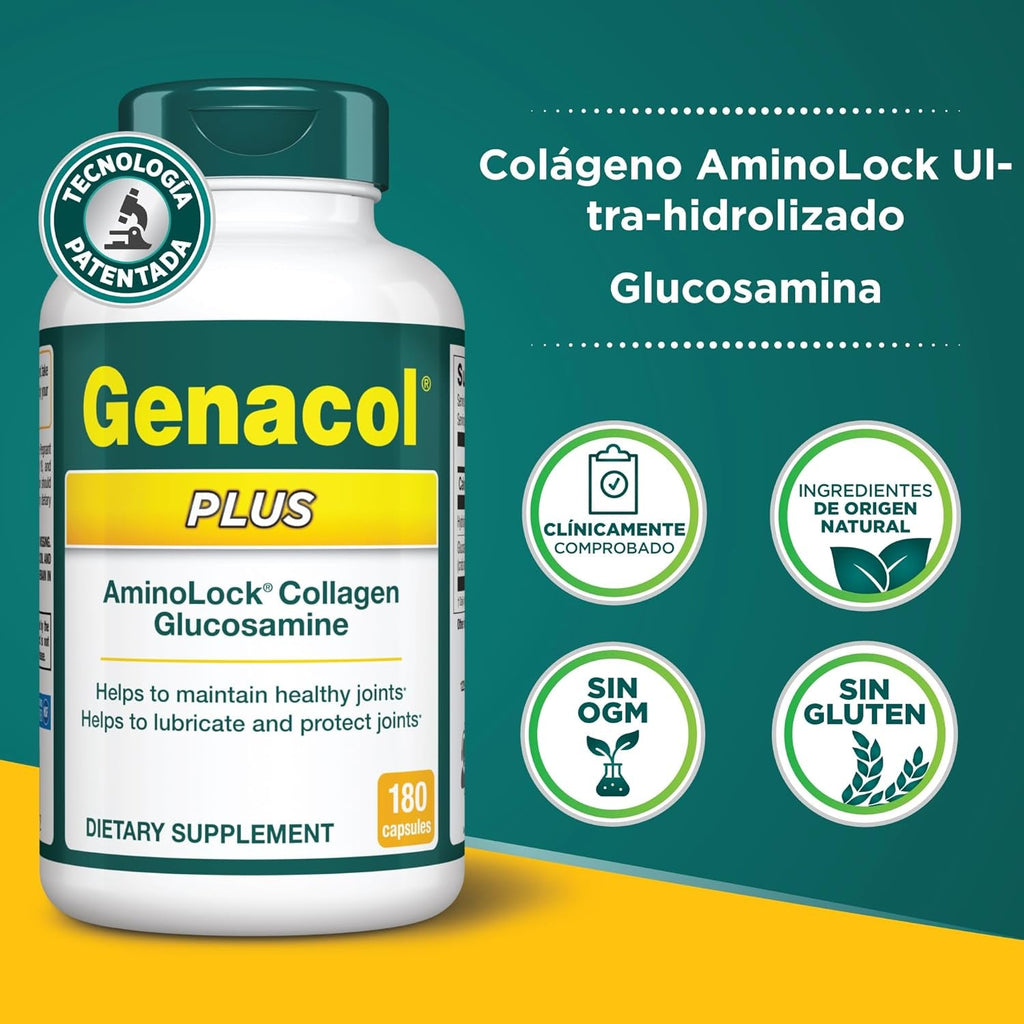 Genacol plus – Glucosamine and Ultra-Hydrolyzed Collagen, Joint Health Supplement for Men & Women, Protects and Maintains Healthy Joints, 180 Capsules (60-Day Supply)