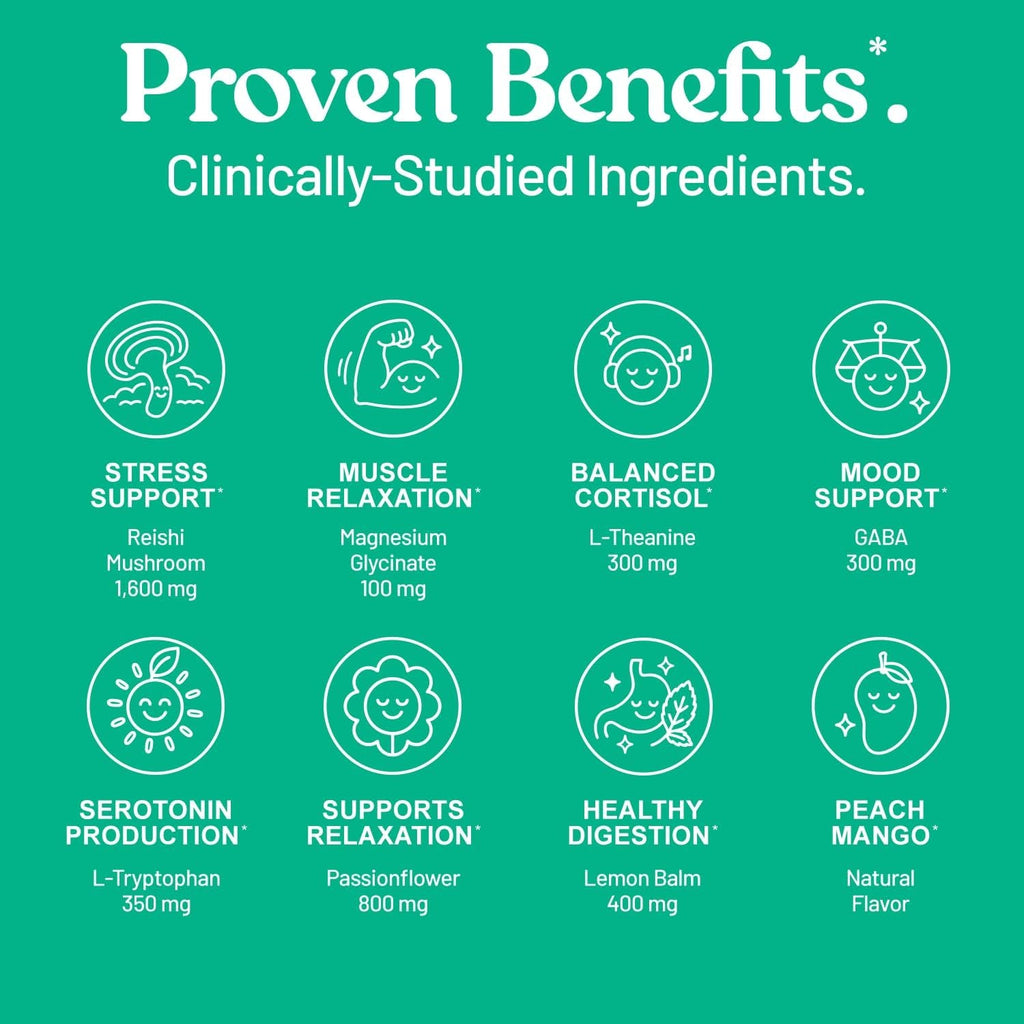Third Nature Calm Powdered Drink Mix for Stress Support, Relaxation, Healthy Cortisol & Focus - No Sugar, Non-Gmo On-The-Go Calming Drink with Magnesium Glycinate, GABA, Peach Mango, 14 Stick Packs