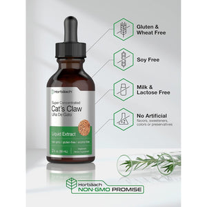 Horbäach Cats Claw Herb Extract Tincture | 2 Fl Oz | Alcohol Free | Vegetarian, Non-Gmo, Gluten Free Liquid