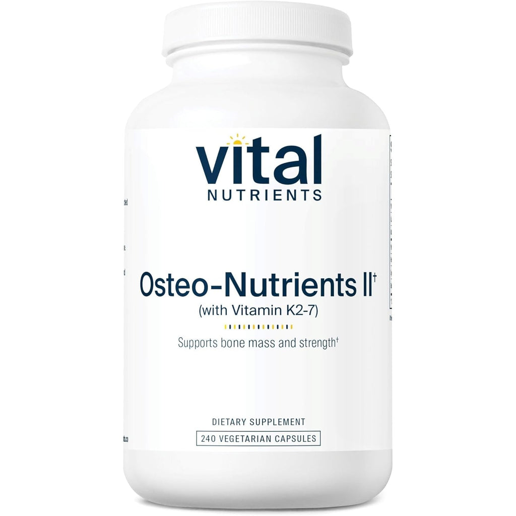 Vital Nutrients Osteo-Nutrients II - Vitamin K2 + D3, Calcium, Boron, and Magnesium for Bone Strength* - Healthy Heart Support - Vegetarian Supplement - Gluten, Dairy, Soy Free - 240 Capsules