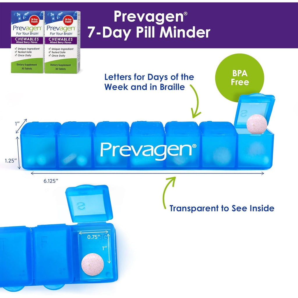 Prevagen Regular Strength Mixed Berry Chewables - 60 Tablets (2 Month Supply) | Formulated for Your Brain | 10Mg of Apoaequorin plus Vitamin D3 with 7-Day Pill Minder
