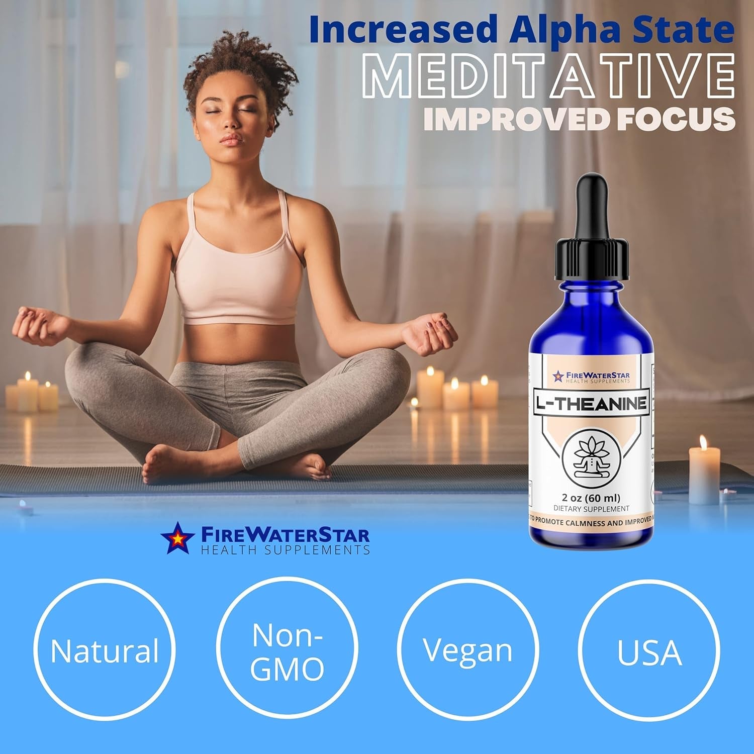 FWS L Theanine Liquid Drops, 200Mg 99% Pure Bioactive L-Theanine, Organic, Natural, Vegan, Non GMO Helps to Promote Calmness, Relaxation, Improved Mood, Restful Sleep, for Adults and Kids