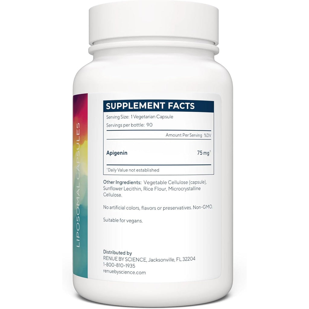 Renue by Science Apigenin | High Strength Liposomal Apigenin Supplement | 90 Apagenine Capsules - 75Mg Apigenin per Serving | Non-Gmo & Allergen Free | Made in the USA Third-Party Tested