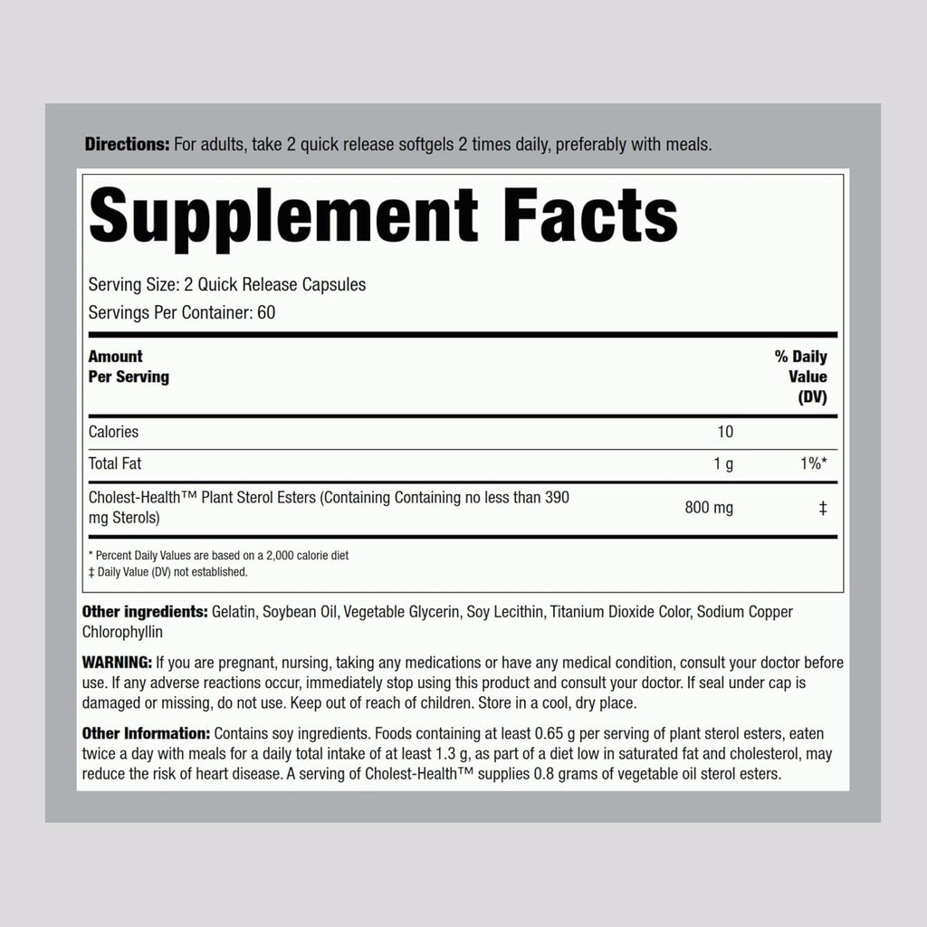Piping Rock Cholesterol Health Supplement | 120 Softgels | Plant Sterols Formula | Non-Gmo, Gluten Free