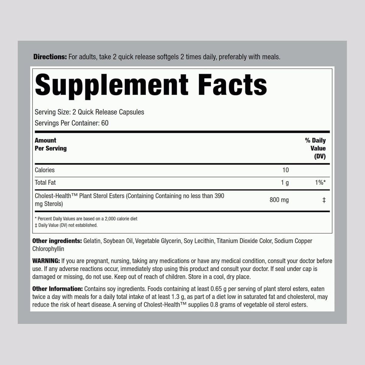 Piping Rock Cholesterol Health Supplement | 120 Softgels | Plant Sterols Formula | Non-Gmo, Gluten Free