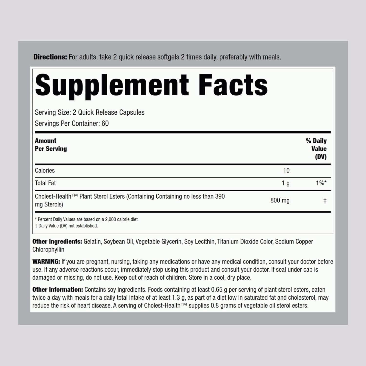 Piping Rock Cholesterol Health Supplement | 120 Softgels | Plant Sterols Formula | Non-Gmo, Gluten Free