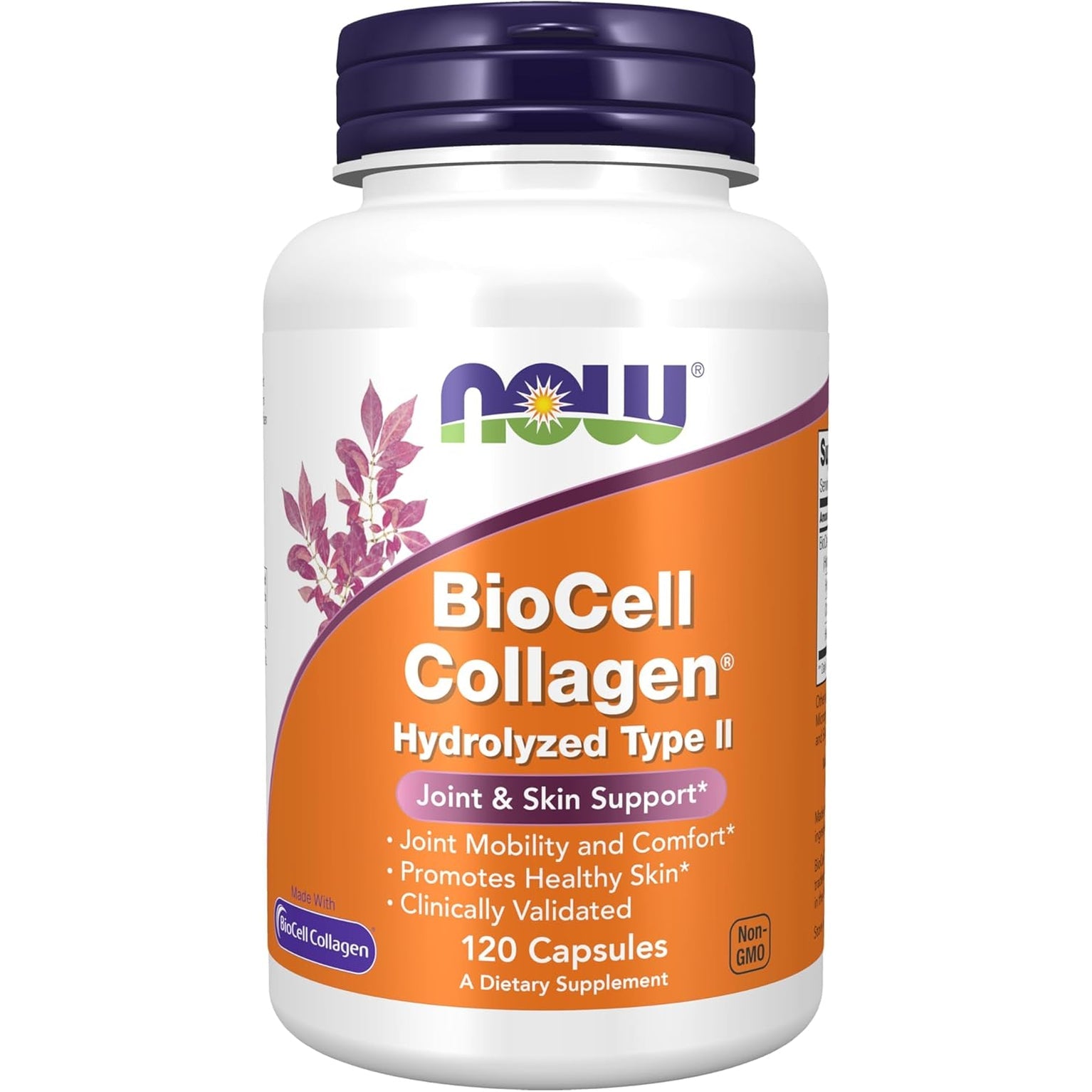 NOW Foods Supplements, Biocell Collagen® Hydrolyzed Type II, Clinically Validated, 120 Veg Capsules