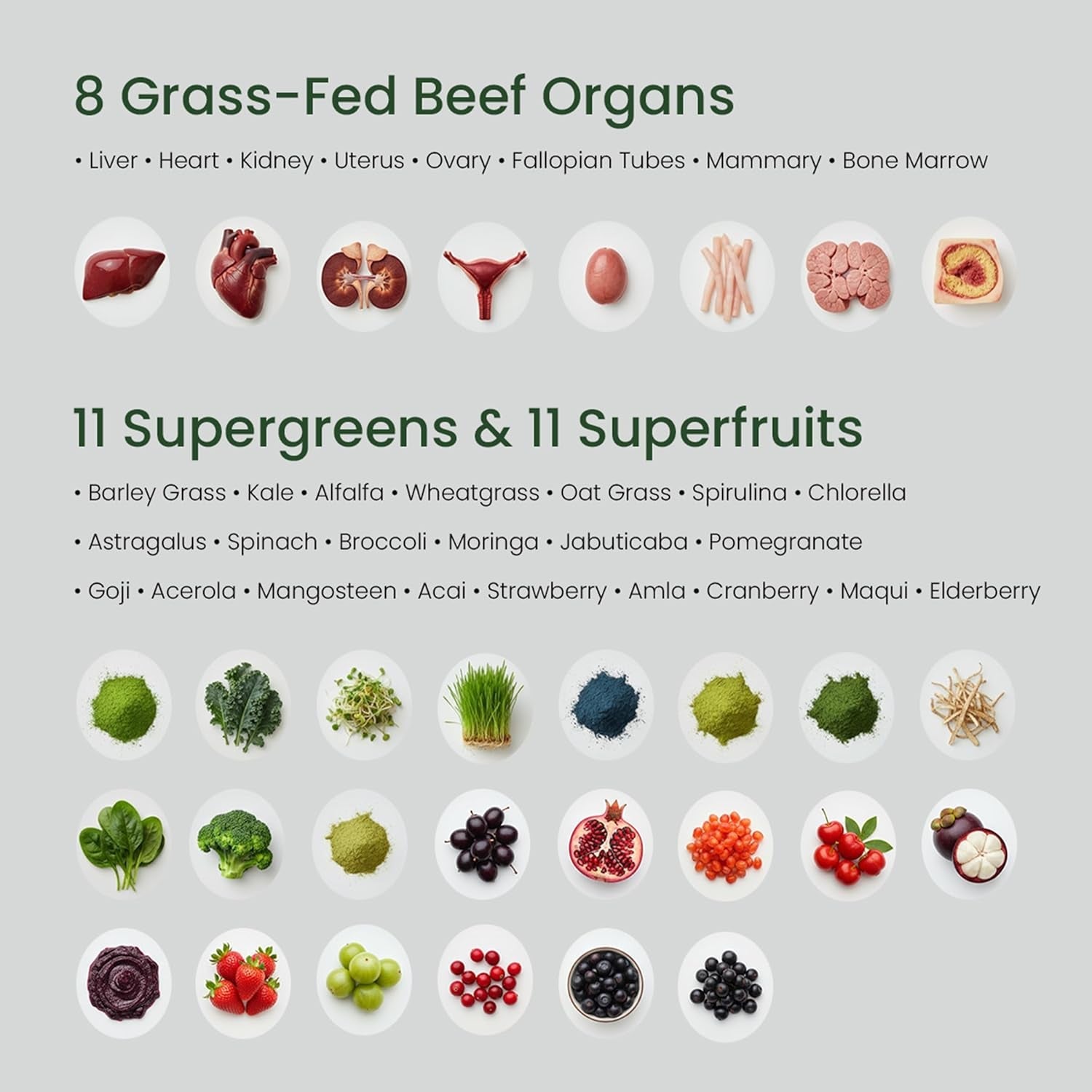 Grass Fed Beef Organ Supplement for Women with Super Greens & Antioxidant Fruits – 60+ Bioavailable Nutrients for Hormone Balance, Cycle Comfort, Primal Energy, Immunity, Hair & Skin – 3 Month Supply