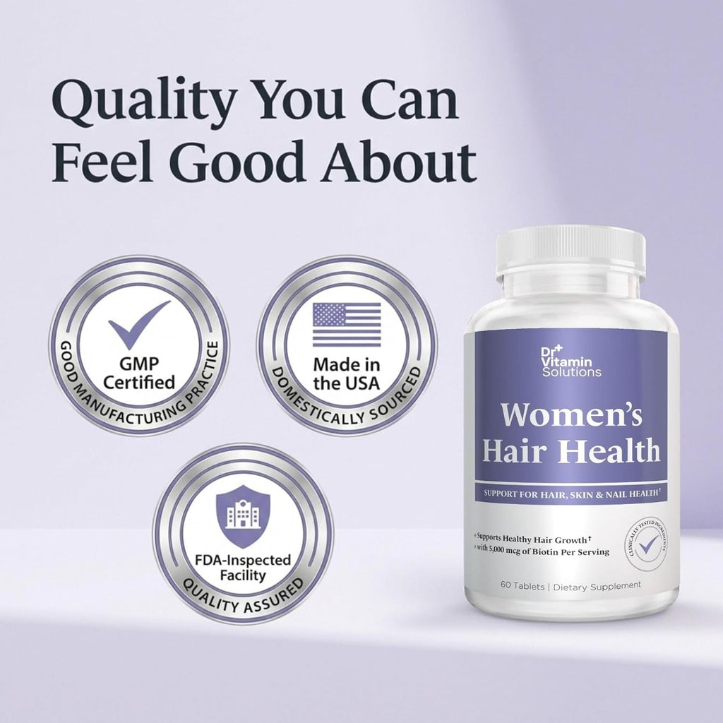 DR VITAMIN SOLUTIONS Women'S Hair Health - Hair, Skin & Nails Support with Biotin & Collagen - 60 Tablets