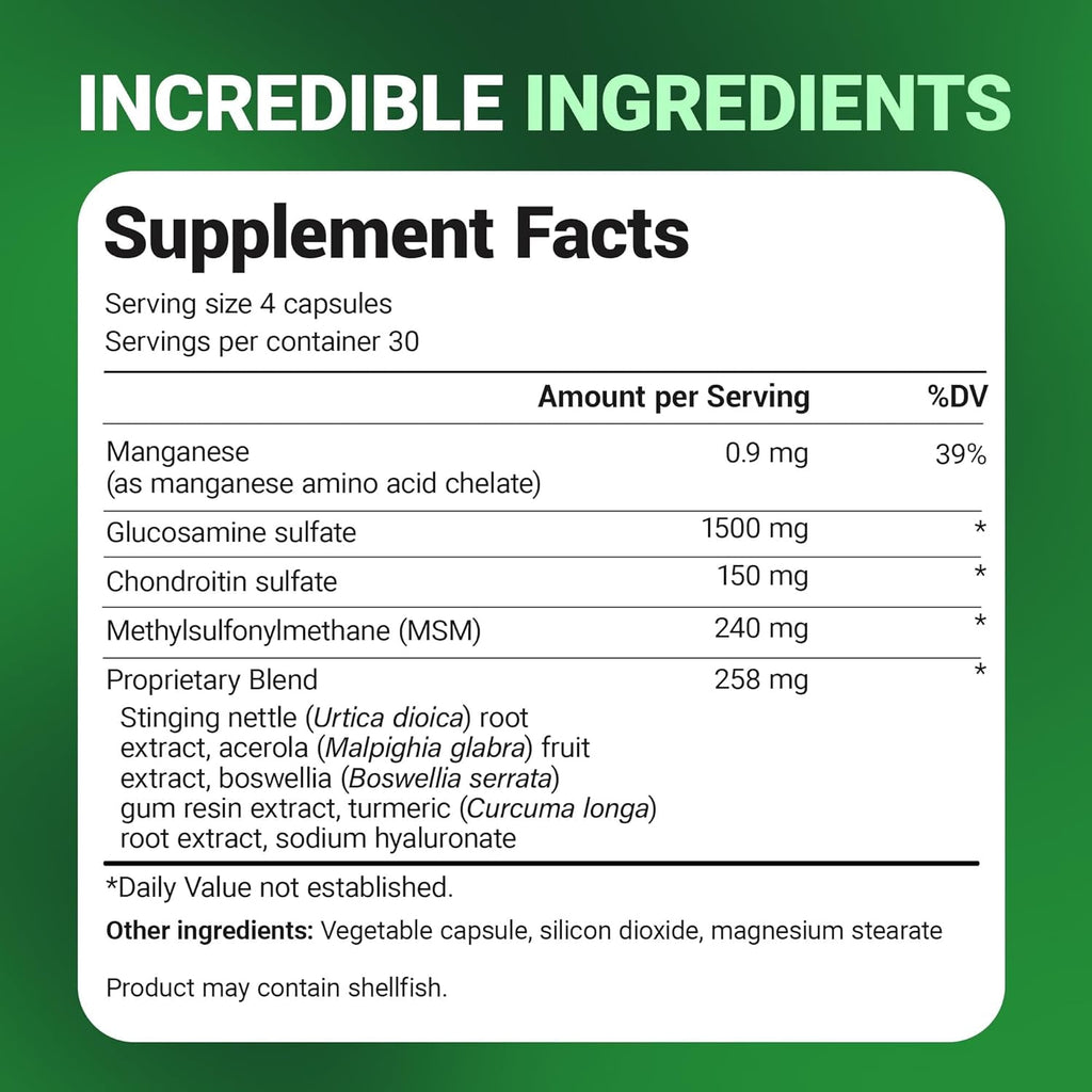 Dr. Berg Glucosamine Chondroitin MSM Turmeric & Boswellia - Advanced Joint Support Supplement with 1500 Mg Glucosamine Sulfate - Includes 120 Capsules