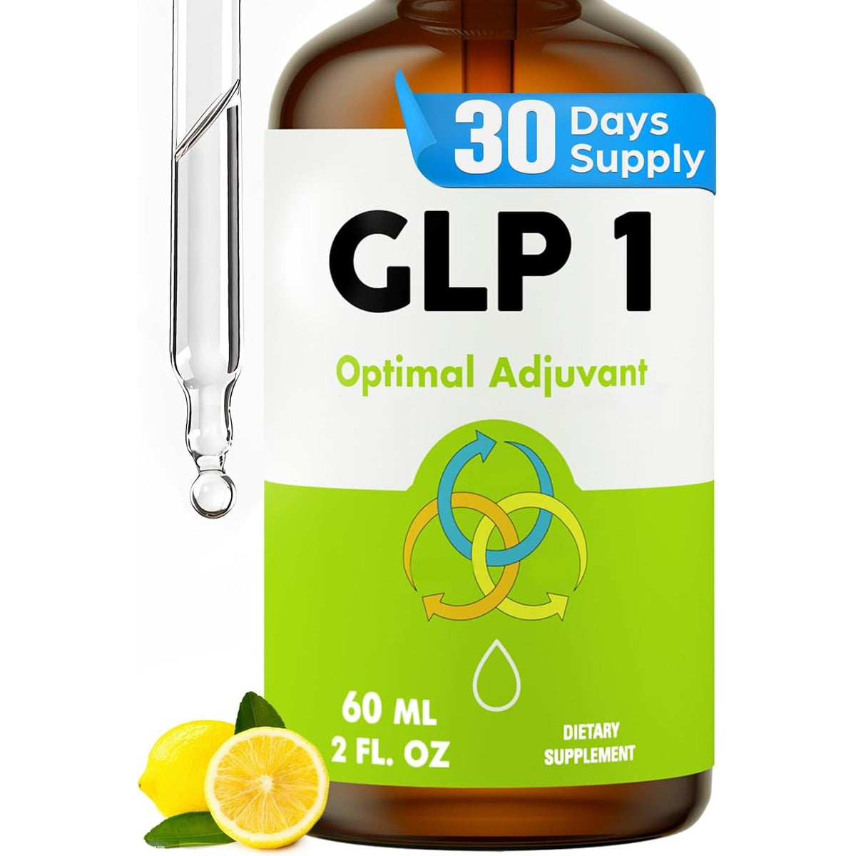 Glp 1 Liquid Drops for Women & Men, 27-In-1 Formula with Chromium, Hydrolyzed Collagen & Prebiotics & More | Vegan, Non-Gmo, Fast Absorption - 60 Ml(Lemon Flavor)