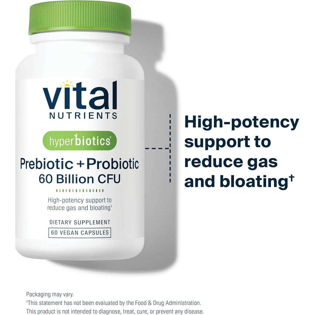 Hyperbiotics Vital Nutrients Prebiotic and Probiotic for Women and Men | 60 Billion CFU | Pre and Probiotics Supports Digestive Health, Constipation, Diarrhea, Gas & Bloating | 60 Vegan Capsules
