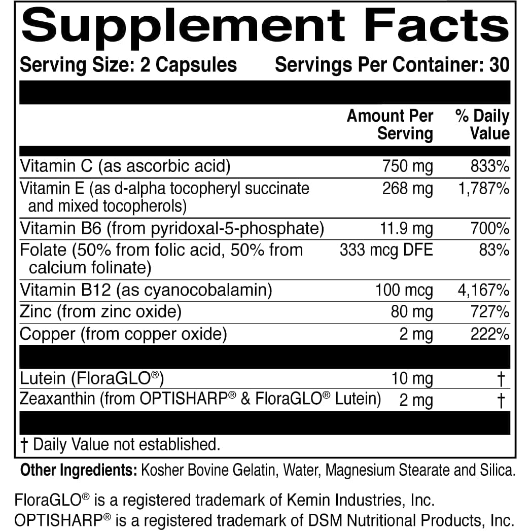 Sciencebased Health Macularprotect AREDS 2 Formula – Eye Health Vitamin & Mineral Supplement with Lutein, Zeaxanthin & B Vitamins for Macular & Vision Support – 60 Capsules