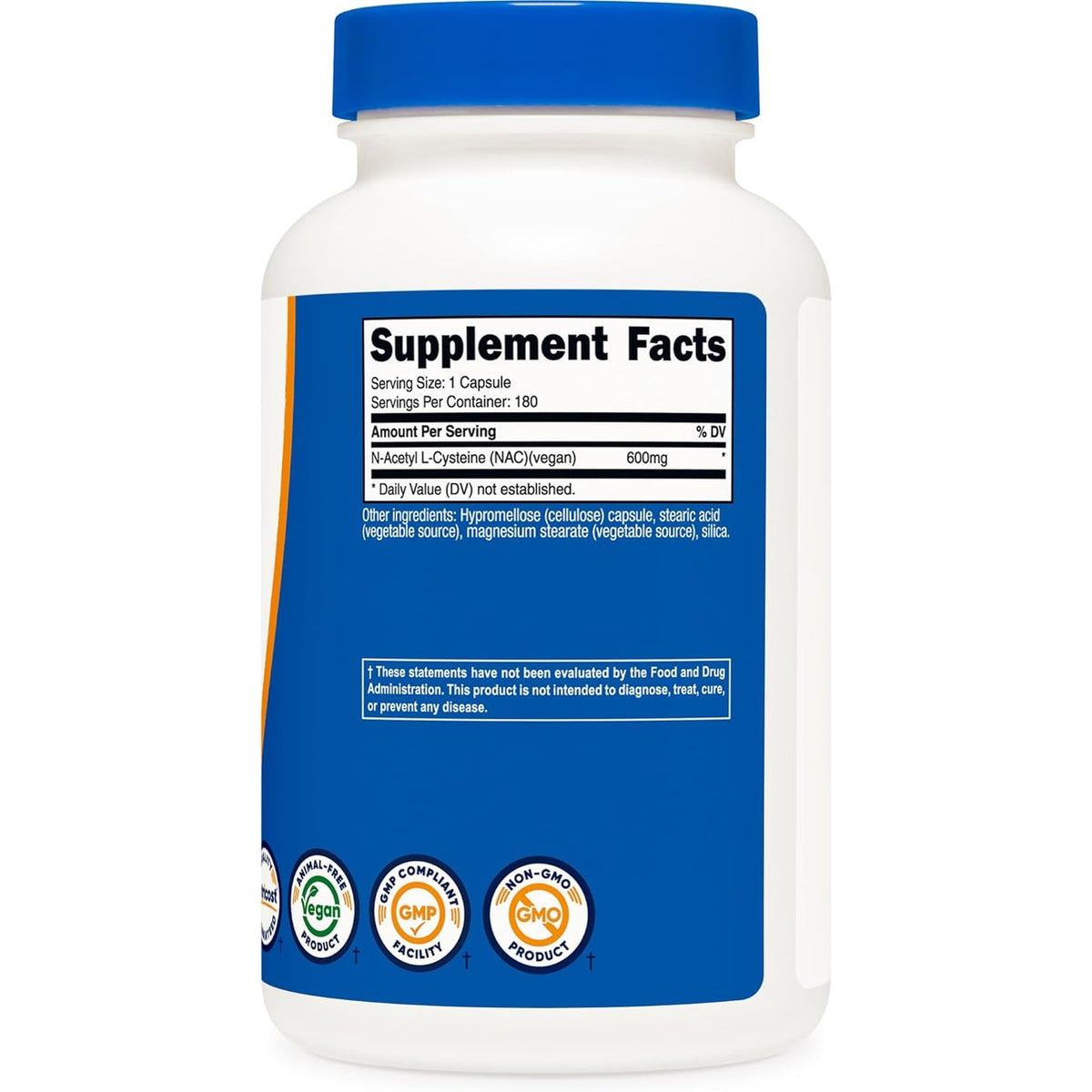 Nutricost N-Acetyl L-Cysteine (NAC) 600Mg, 180 Capsules - Non-Gmo, Gluten Free