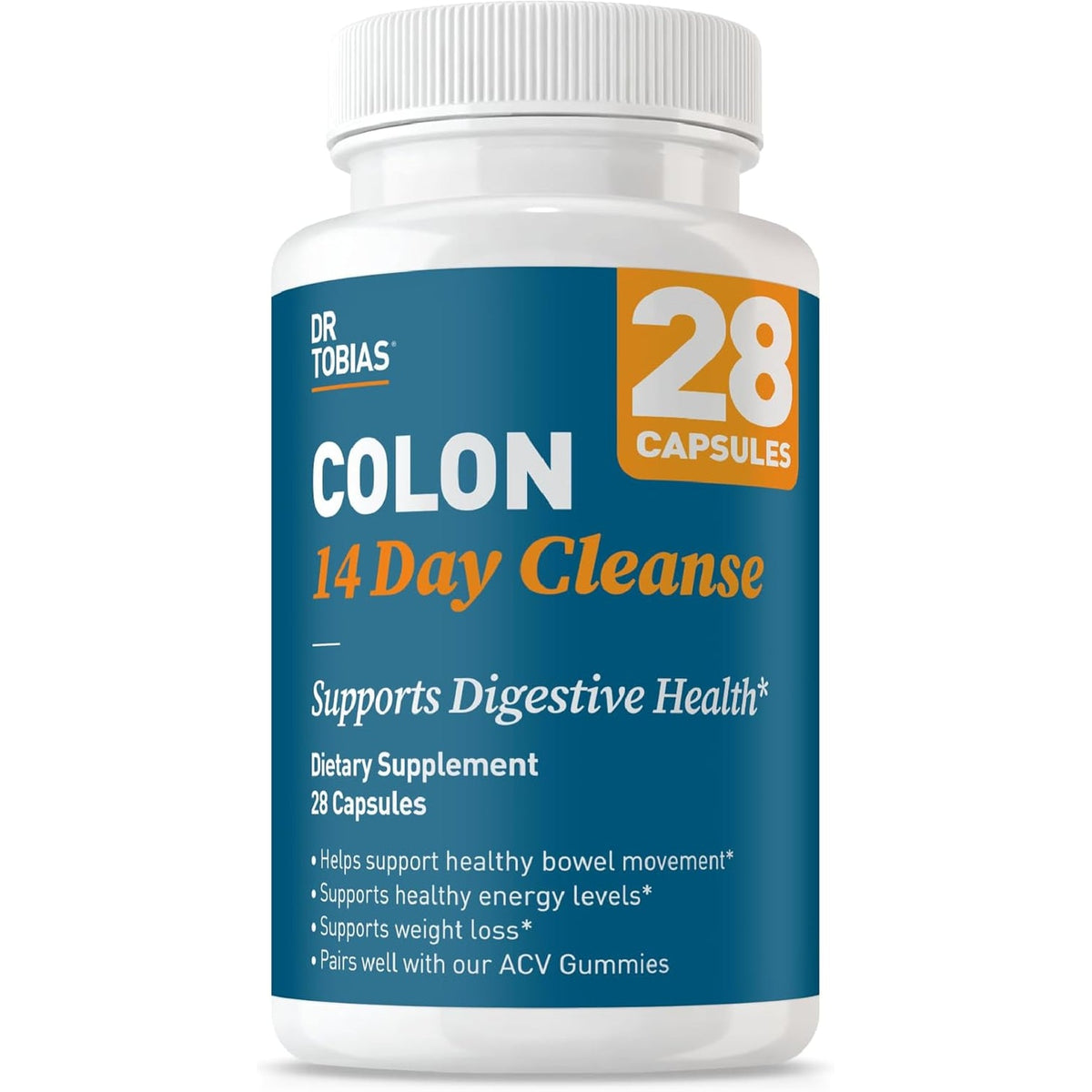 Dr. Tobias Colon Cleanse - Constipation Relief & Gut Health Support for Women & Men | 14 Day Colon Cleanser for a Gentle Colon Detox & Gut Flush - 28 Capsules (1-2 Daily)