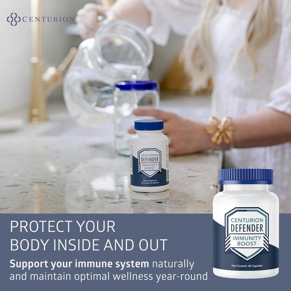 Centurion Labs Defender Immunity Boost, 5-In-1 Powerful Blend of Quercetin, Zinc, Vitamin D, Vitamin C, Copper to Help Support Overall Health, 60 Caps