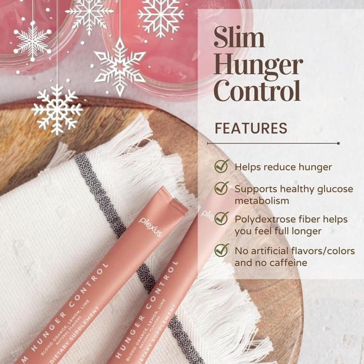 Plexus Slim Hunger Control | 30 Packets | Dietary Supplement & Glucose Metabolism Support | Vegan, Gluten Free | Health Drinks