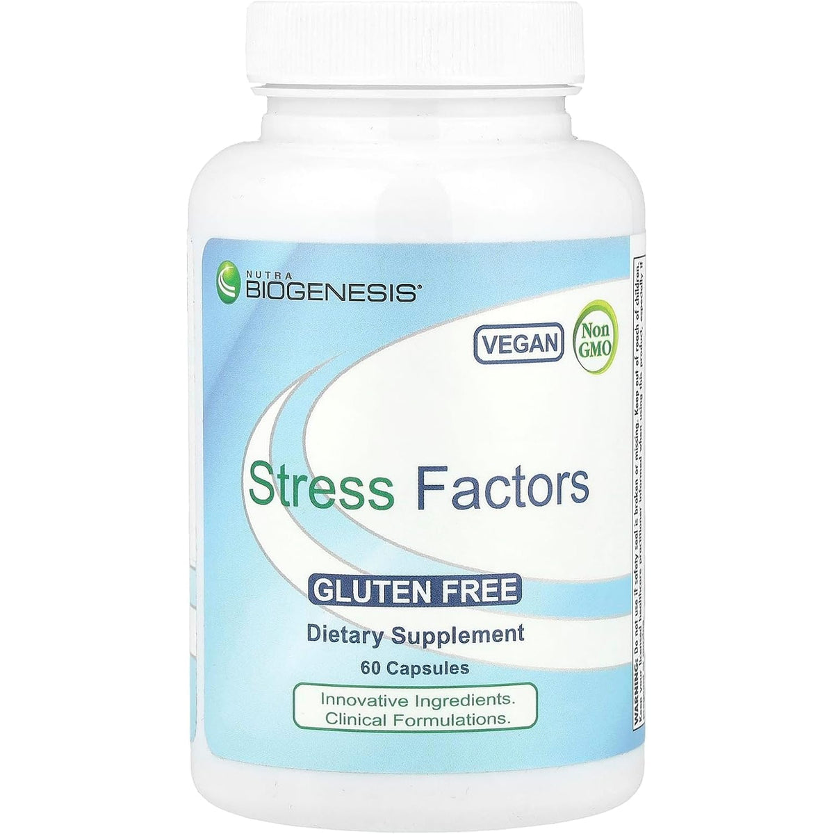 Nutra Biogenesis Stress Factors - GABA Supplements for Women & Men, L Theanine Calm Relaxation Support for Adults, 100Mg L-Theanine & 25Mg GABA per Pill - 60 Veggie Capsules