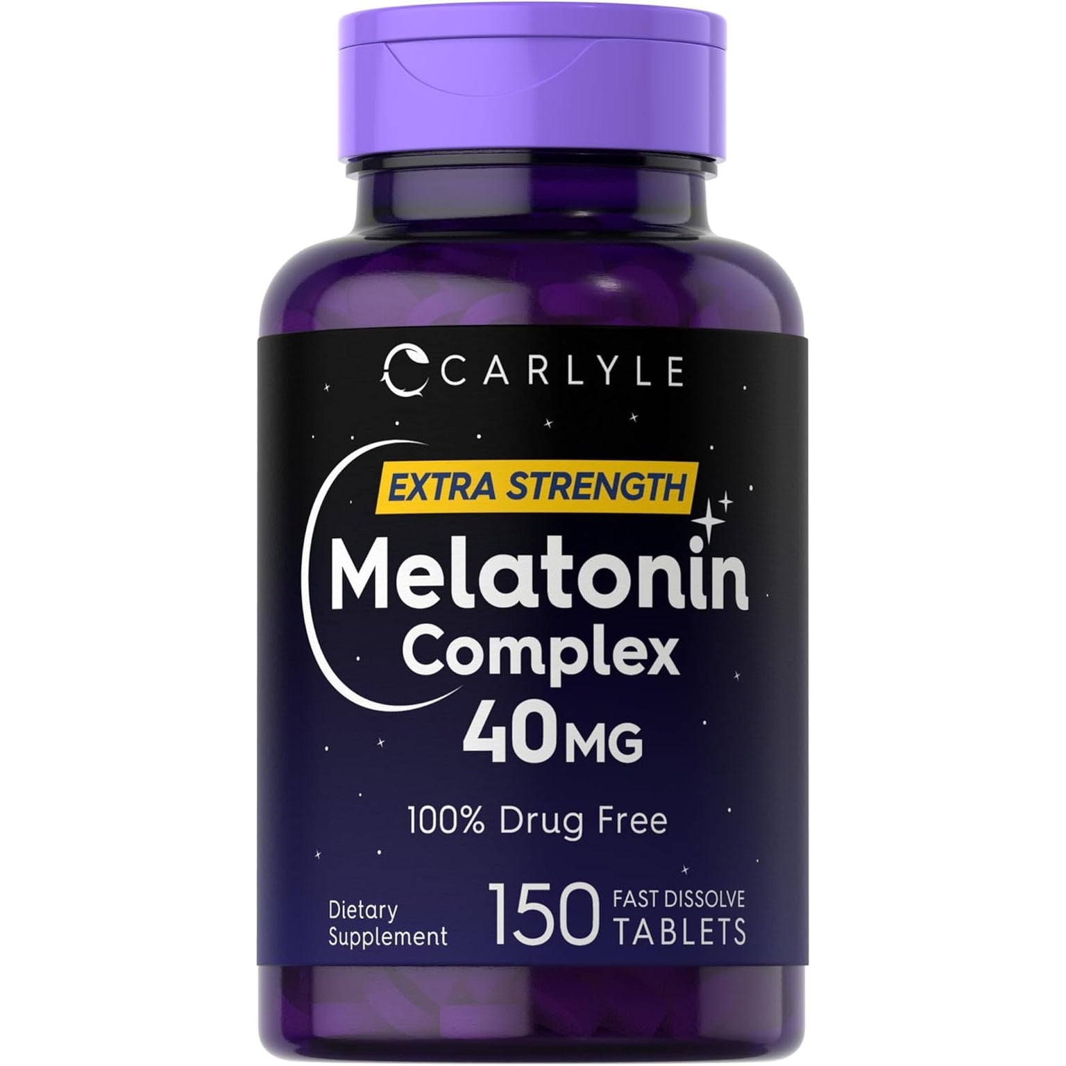 Carlyle Melatonin 40Mg Complex | 150 Fast Dissolve Tablets | Extra Strength Support | with Ashwagandha and Chamomile | Vegetarian, Non-Gmo, Gluten Free Supplement