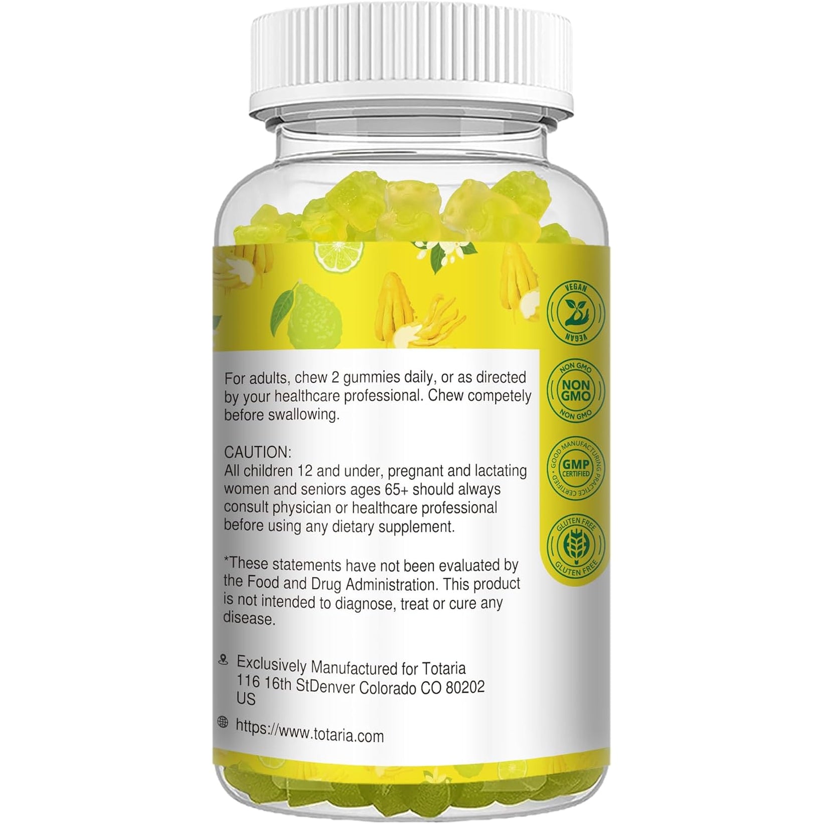 Sugar Free Citrus Bergamot Gummies - All Natural Supplements 25:1 Extract from Italian Bergamot Supplement for Healthy Anti-Aging Sugar-Free Vegan