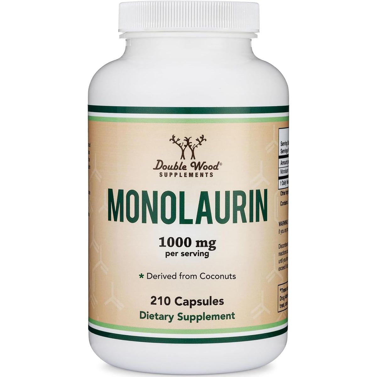 Monolaurin Immune Support Supplement 1,000Mg per Serving, 210 Capsules (Vegan Safe, Non-Gmo, Gluten Free) Immune Booster for Adults, Immune System Defense by Double Wood
