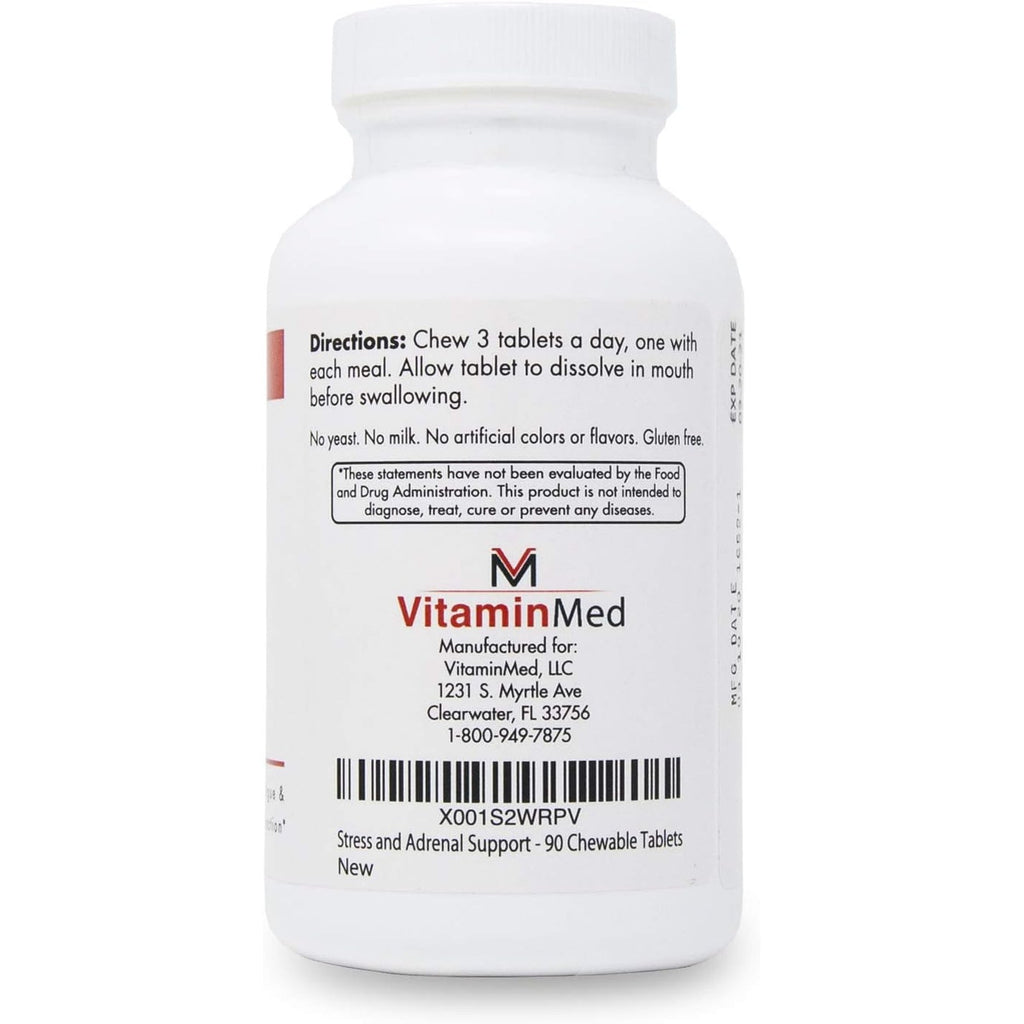 Stress and Adrenal Support - 90 Chewable Tablets - Citrusy Orange Flavor - Easily Digestible - by New Health Products
