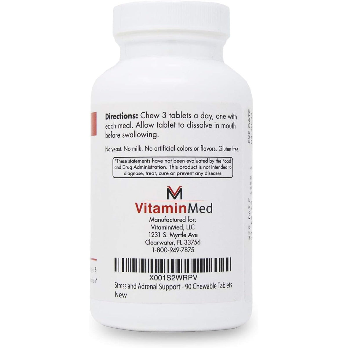 Stress and Adrenal Support - 90 Chewable Tablets - Citrusy Orange Flavor - Easily Digestible - by New Health Products