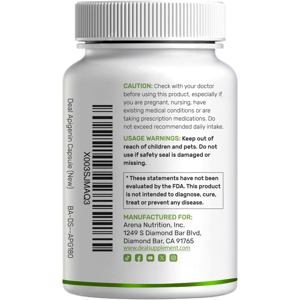 Apigenin, 100Mg per Serving, 240 Capsules – Raw Plant Extract from Chamomile Flower – Active Bioflavonoids & Antioxidants – Sleep & Relaxation Supplement – Non-Gmo