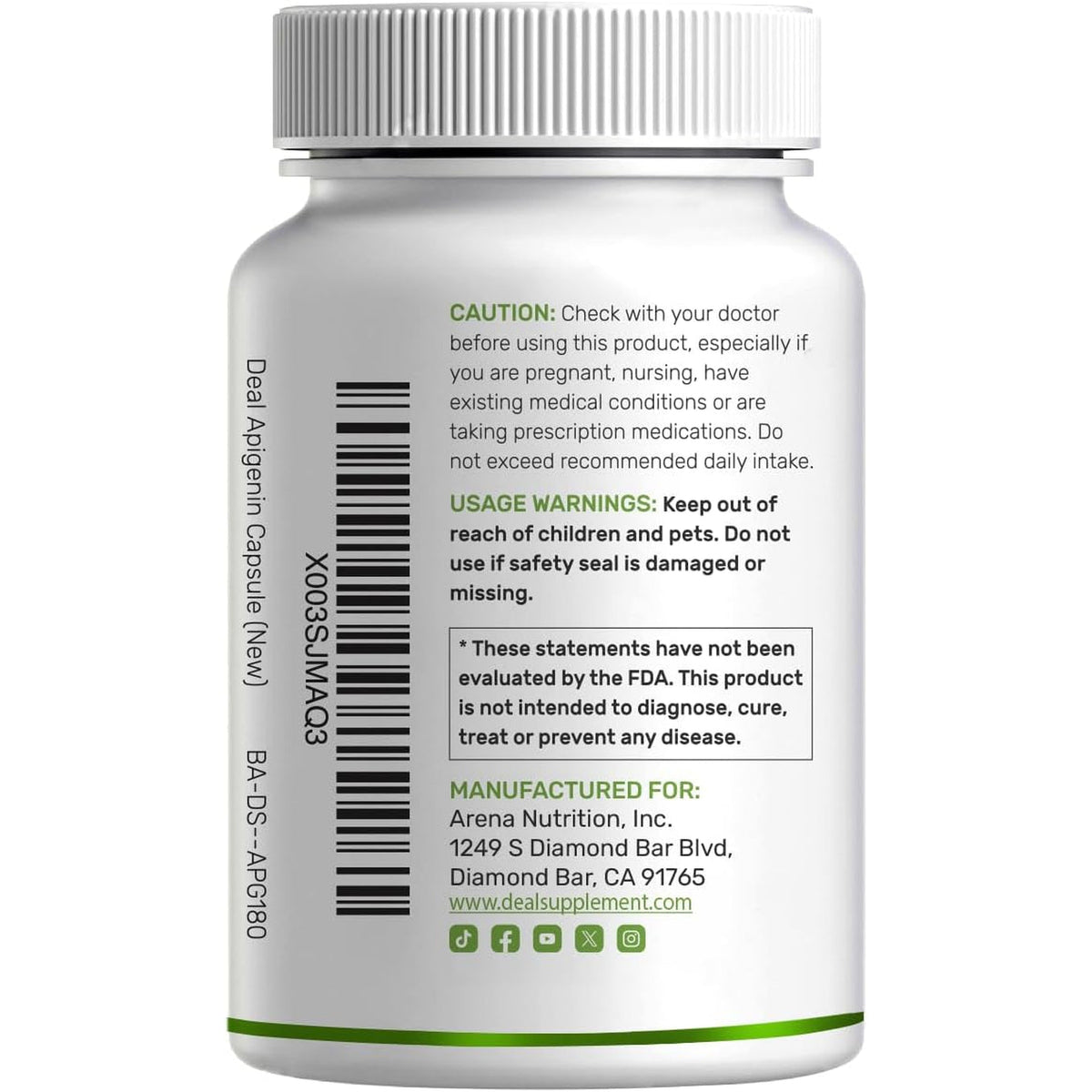 Apigenin, 100Mg per Serving, 240 Capsules – Raw Plant Extract from Chamomile Flower – Active Bioflavonoids & Antioxidants – Sleep & Relaxation Supplement – Non-Gmo