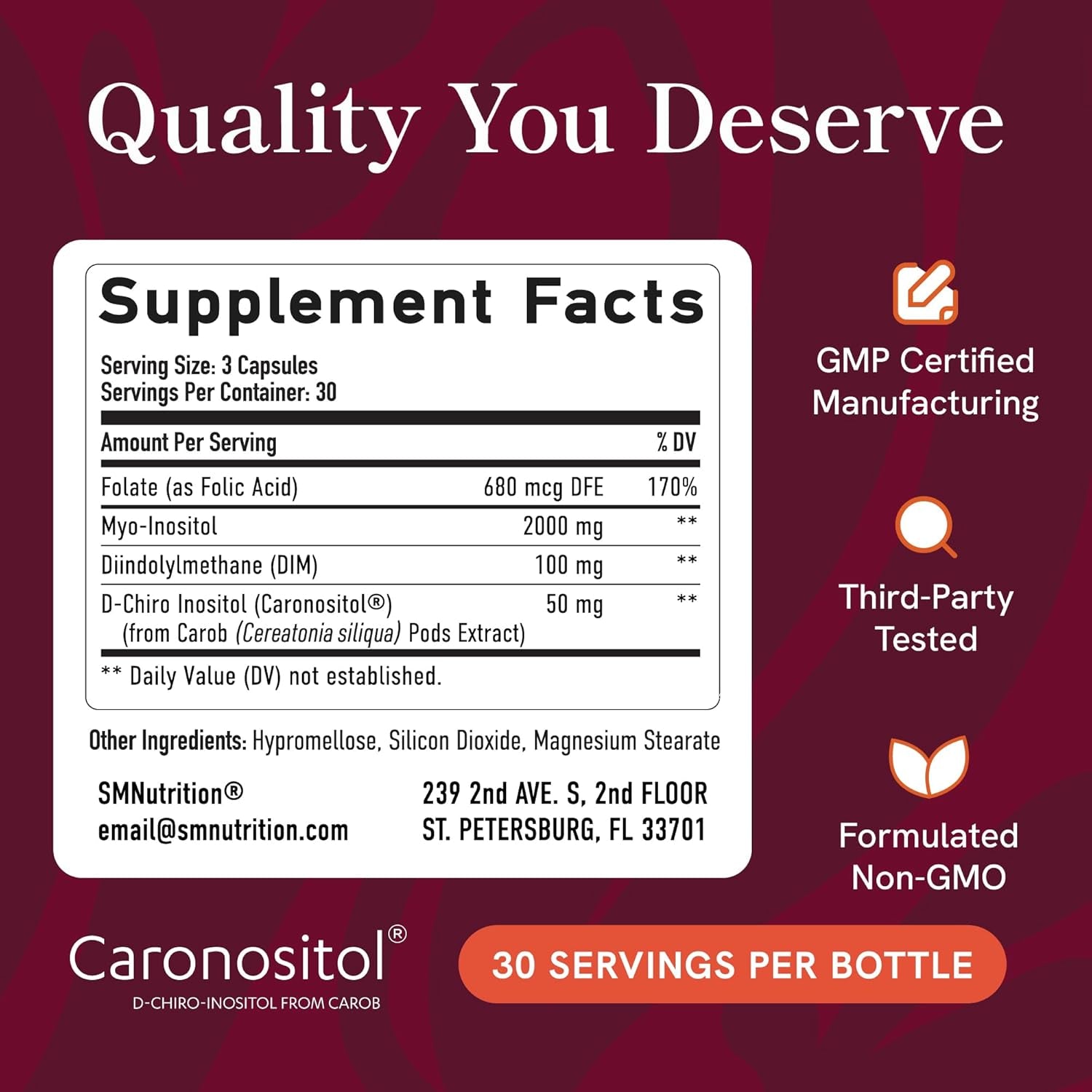 Ovarian Support for Hormone Balance for Women | Healthy Ovulation, Menstrual Cycle & Reproductive Health Support | DIM Supplement with Myo-Inositol & D-Chiro Inositol & Folate Complex | 30 Day Supply