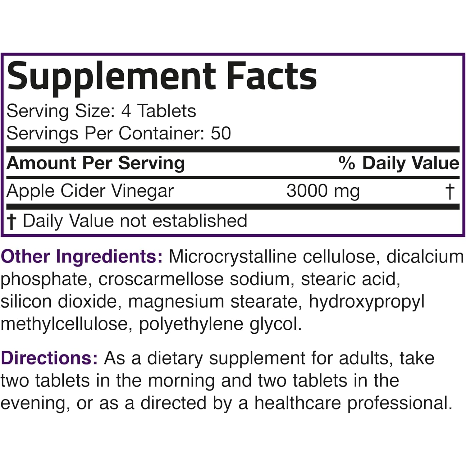 Bronson Apple Cider Vinegar 3000 MG per Serving Extra Strength - Non-Gmo, 200 Vegetarian Tablets