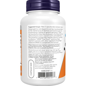 NOW Foods Supplements, True Focus™ with Amino Acids, Ginkgo, DMAE + Coq10 and Grape Seed Extract , 90 Veg Capsules