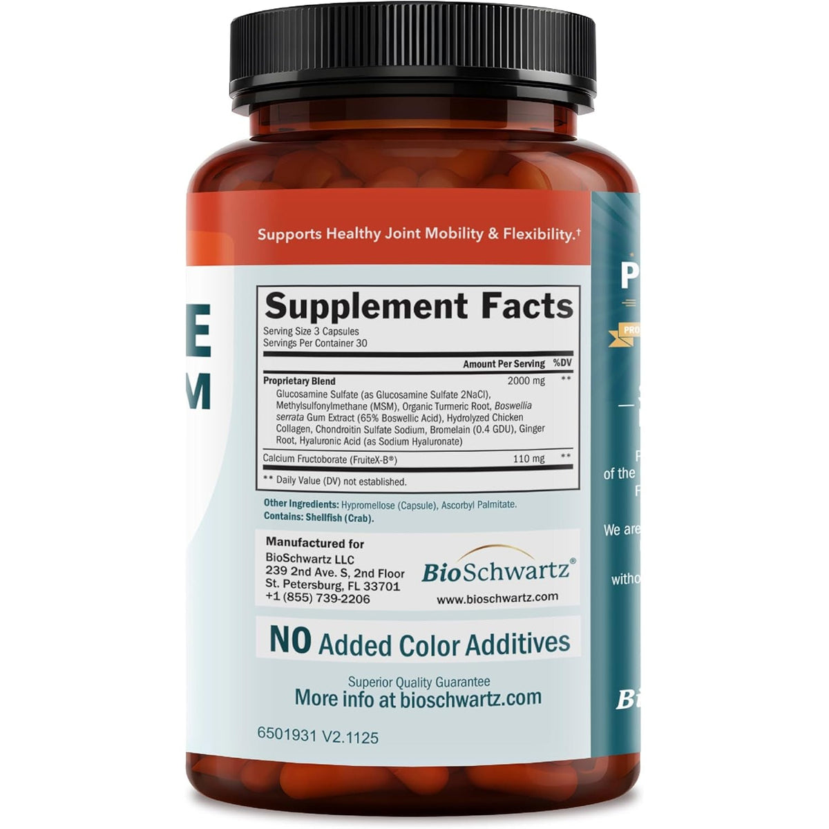 Glucosamine Chondroitin MSM Joint Support Supplement - Collagen Peptides, Turmeric and Ginger, Hyaluronic Acid, Glucosamine Chondroitin Sulfate for Joint Comfort - Gluten Free, Non GMO, 90 Capsules