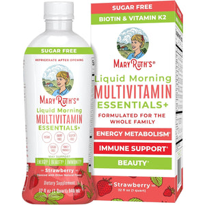 Maryruth'S Liquid Morning Multivitamin Essentials+ | Vitamin a C D E B6 B12 K2 Biotin Zinc | Mens Womens Multivitamin | Immune Support | Beauty | Sugar Free | Vitamins for Ages 1+ | Vegan | 32 Fl Oz