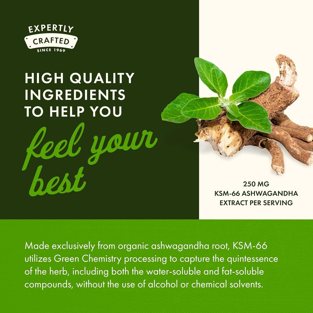 Swanson Ultimate Ashwagandha KSM-66 - Herbal Supplement Supporting Healthy Stress Levels & Relaxation - Natural Formula to Promote a Calm & Relaxed Mindset - (60 Veggie Capsules, 250Mg Each)