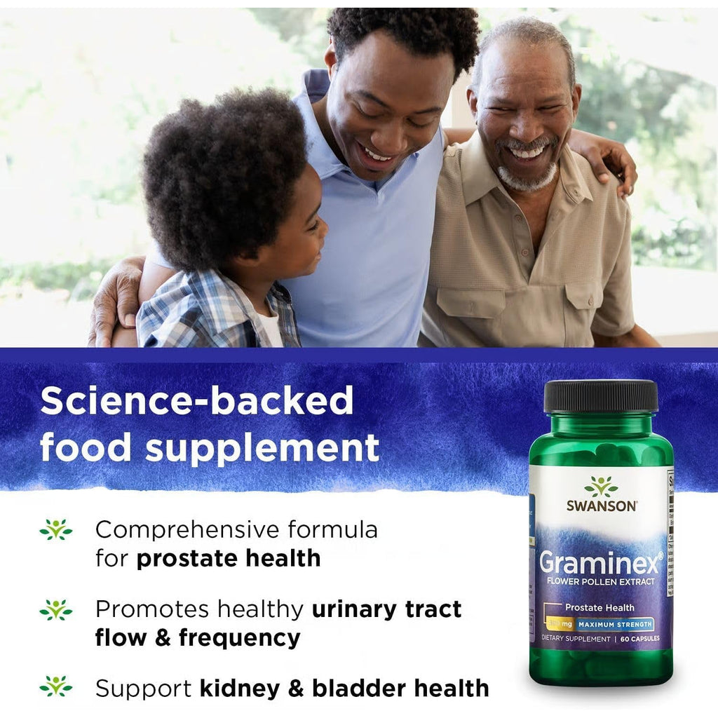 Swanson Graminex Flower Pollen Extract - Men'S Health Supplement to Support Prostate, Kidney, Bladder & Urinary Tract Health* - Non-Gmo - 60 Capsules