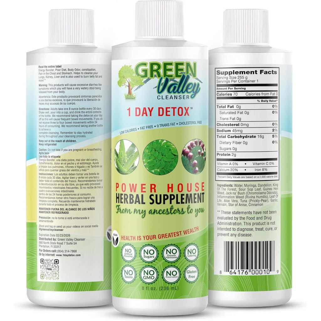 Green Valley Cleanser – Natural Herbal Colon Cleanse Detox Supplement | Supports Digestion, Bloating Relief & Regularity | 8 Oz Liquid
