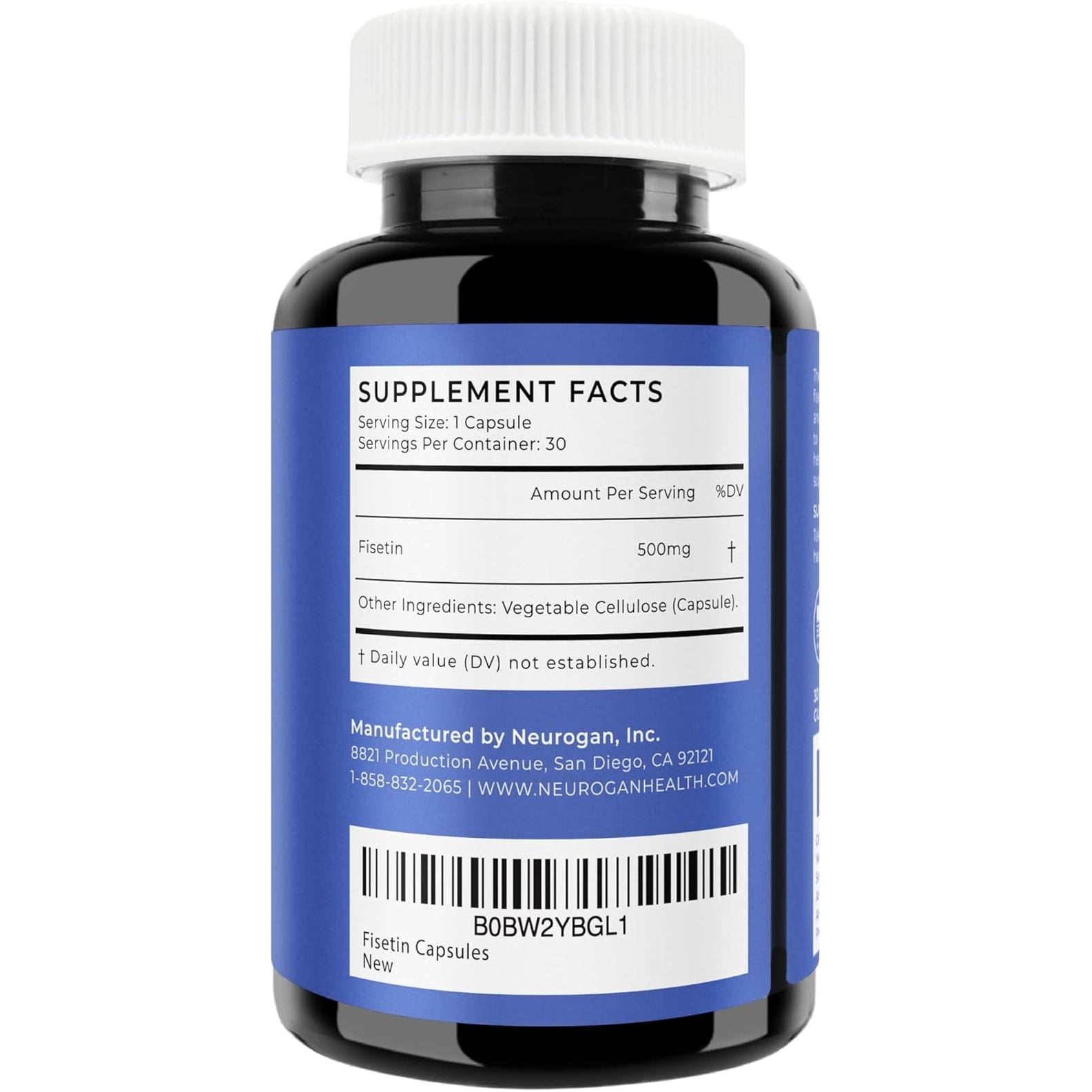 Neurogan Fisetin Supplement 500MG - 30 Count 98% Pure | Healthy-Aging & Brain Health Fisetin Capsules | Brain Supplements for Memory and Focus, Senolytic Support | Natural Polyphenols, Non-Gmo