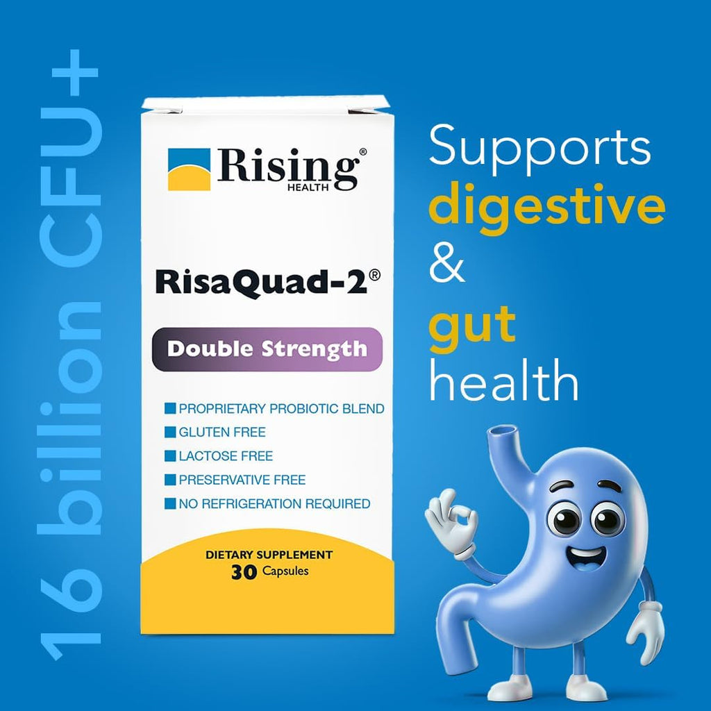 Rising Health Risaquad-2 Double Strength Probiotic Dietary Supplement - 80 Mg Proprietary Probiotic Blend, 30 Capsules