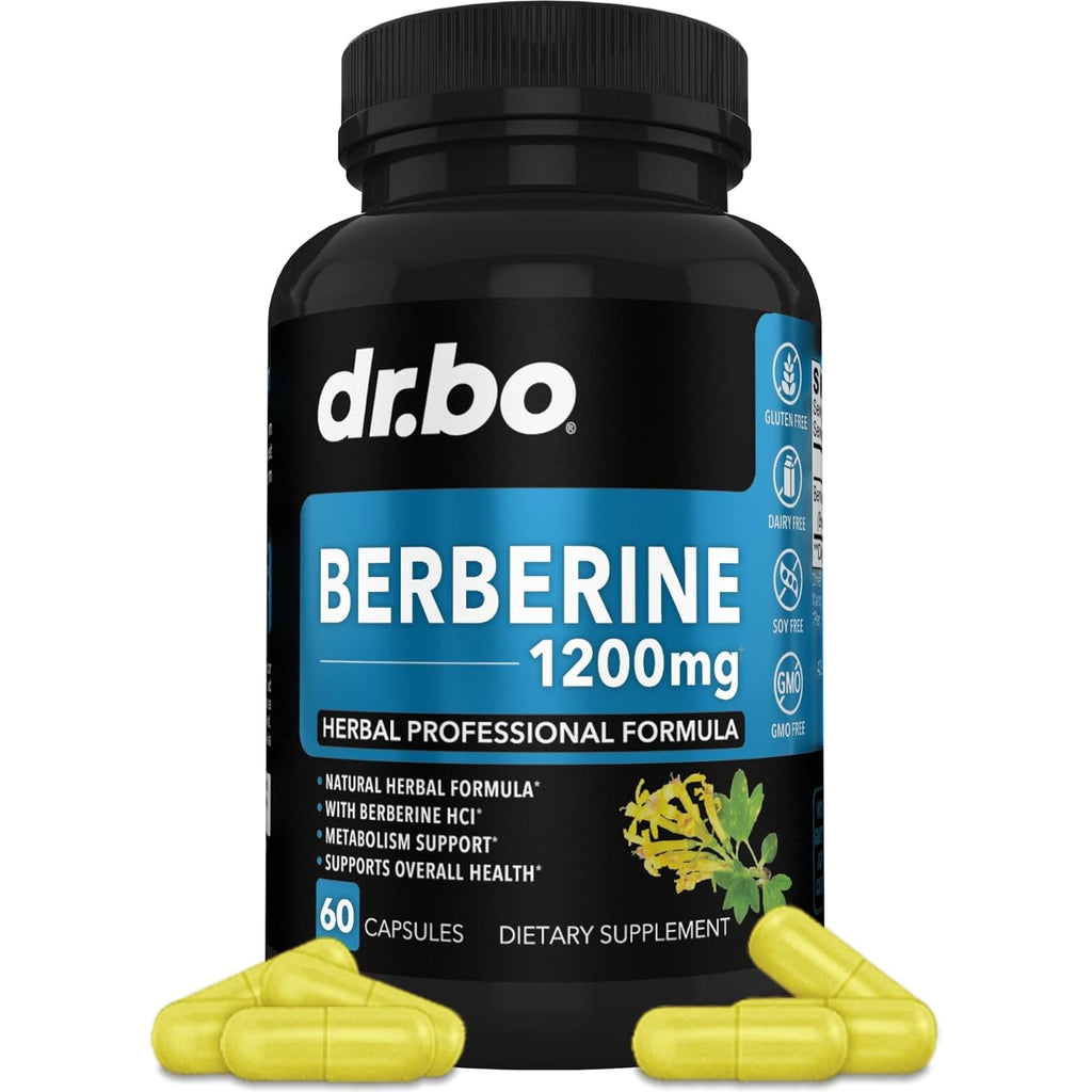 Berberine Supplement Capsules - 1200Mg Berberine HCL Supplement for Healthy Metabolic Support - Premium Natural Complex for Women & Men, Pure Support Capsules Supplements - 60 Pills