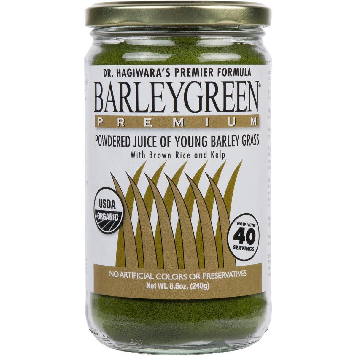 Dr. Hagiwara'S Original Premium W/Kelp - Organic Barley Grass Juice Powder 8.5Oz (240G) - 40 Servings