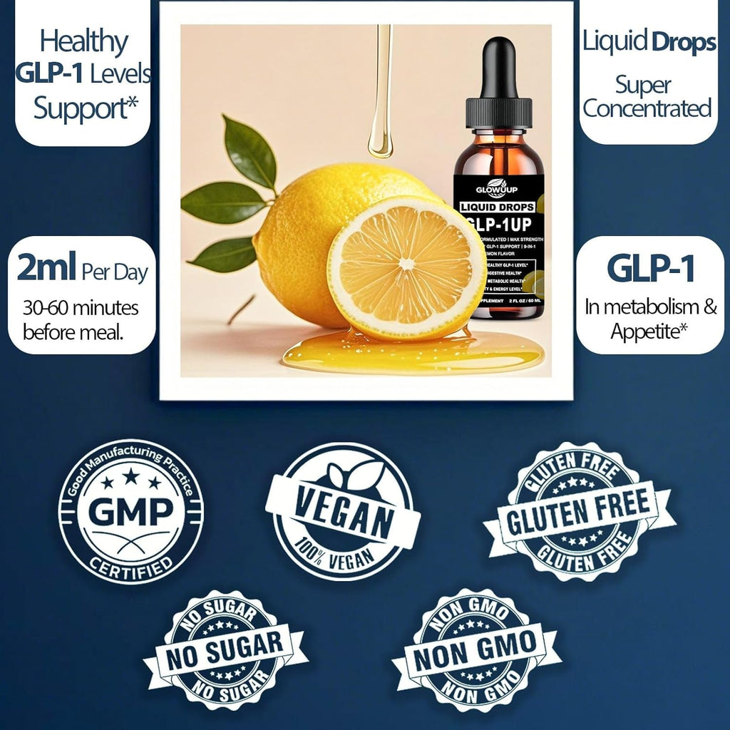 GLP-1 Supplement for Women & Men, 9-In-1 Naturally GLP-1 Support W. Berberine HCI Cyelon Cinnamon Green Tea Eriocitrin, GLP1 for Gut Digestion Metabolic, GLP-1 Drops 6X Stronger than Capsules
