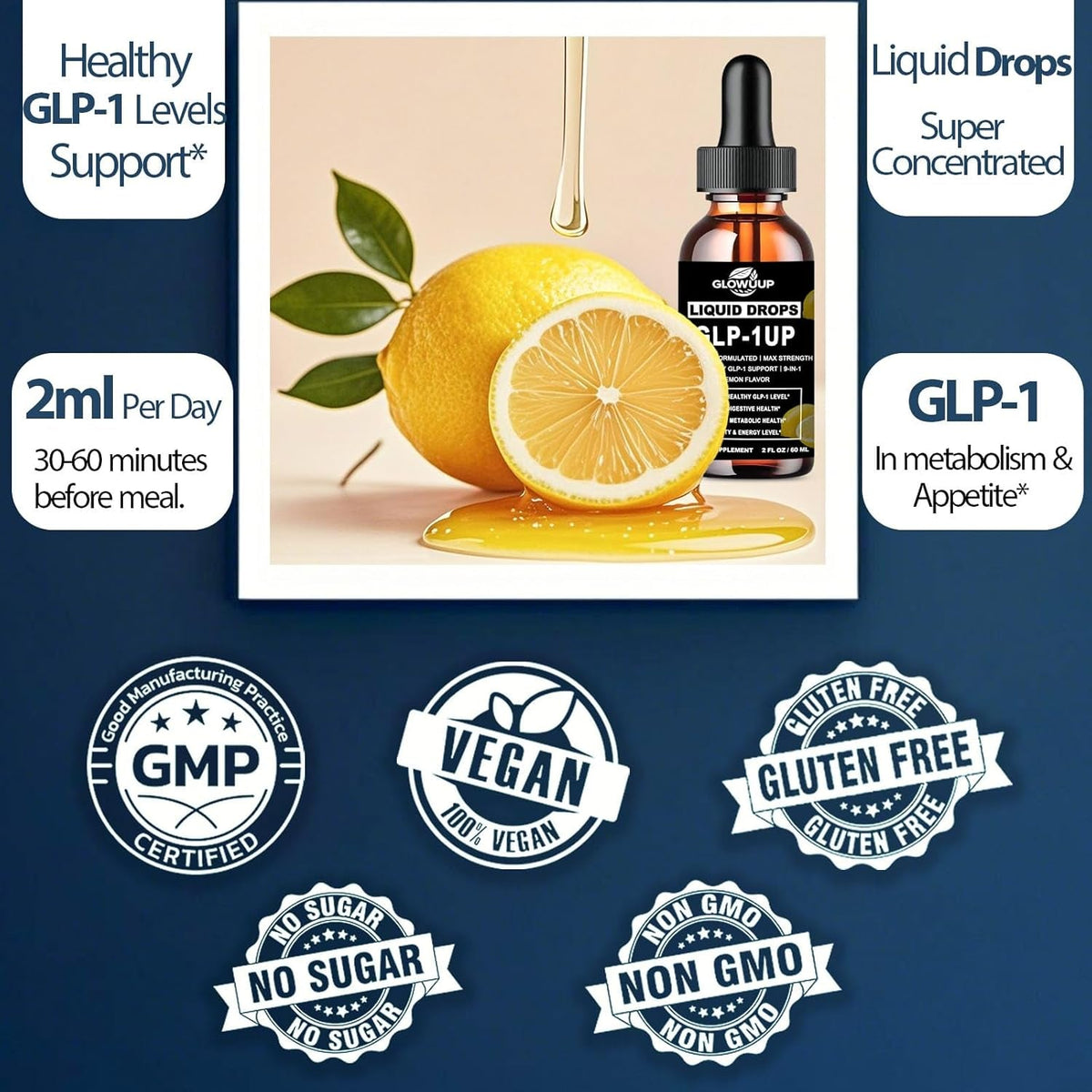 GLP-1 Supplement for Women & Men, 9-In-1 Naturally GLP-1 Support W. Berberine HCI Cyelon Cinnamon Green Tea Eriocitrin, GLP1 for Gut Digestion Metabolic, GLP-1 Drops 6X Stronger than Capsules