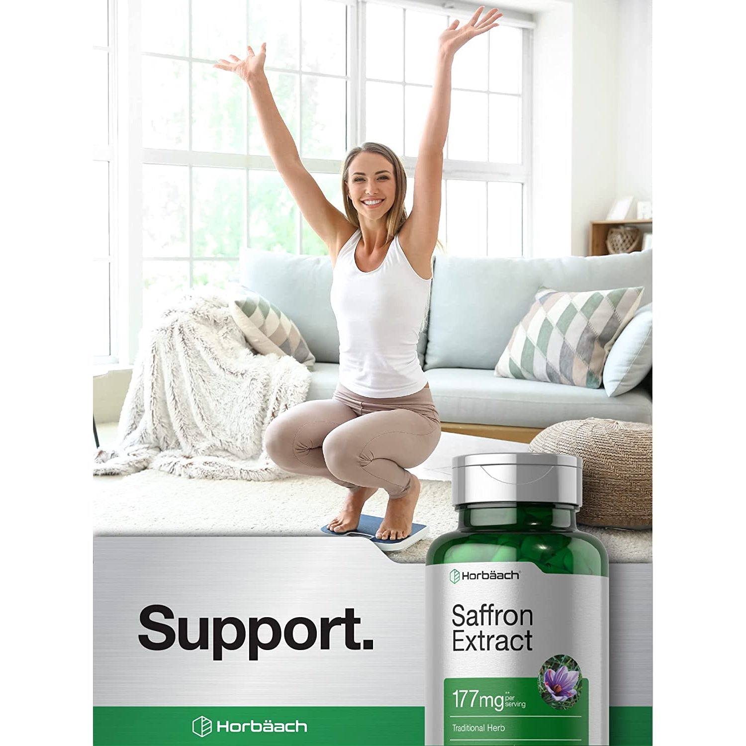 Horbäach Saffron Extract Capsules | 60 Pills | for Women and Men | Non-Gmo, Gluten Free Supplement