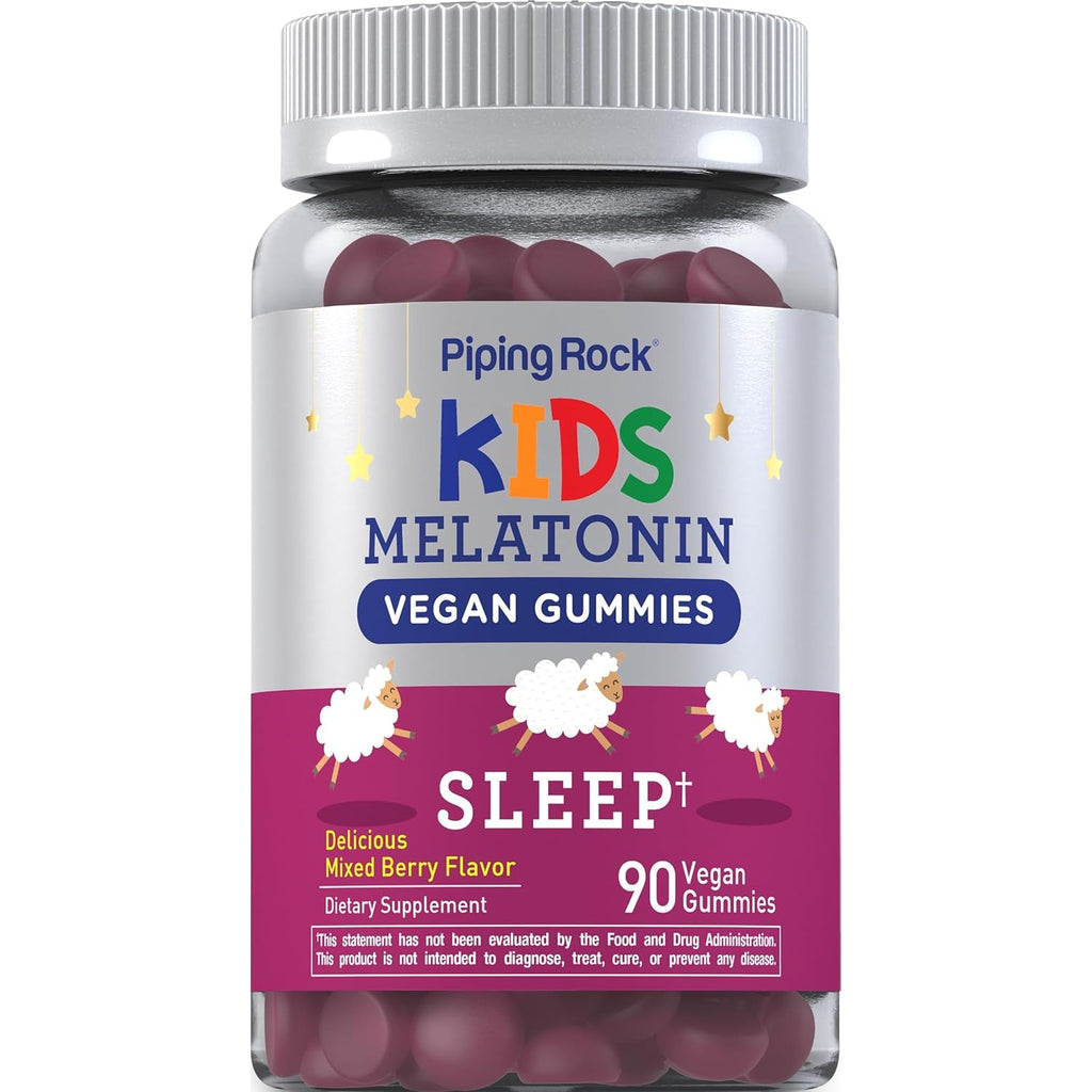Piping Rock Kids Melatonin Gummies | 1Mg | 90 Count | Supplement for Children | Mixed Berry Flavor | Vegan, Non-Gmo, Gluten Free