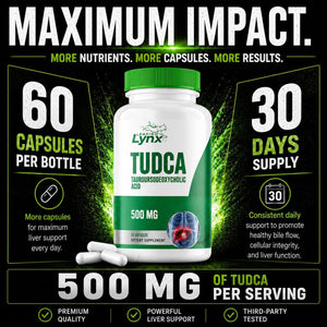 Leaping Lynx TUDCA 500Mg – Tauroursodeoxycholic Acid Supplement – 60 Capsules – TUDCA Liver Support Supplement – Bile Acid Digestive Support – Non-Gmo, Iso-Certified