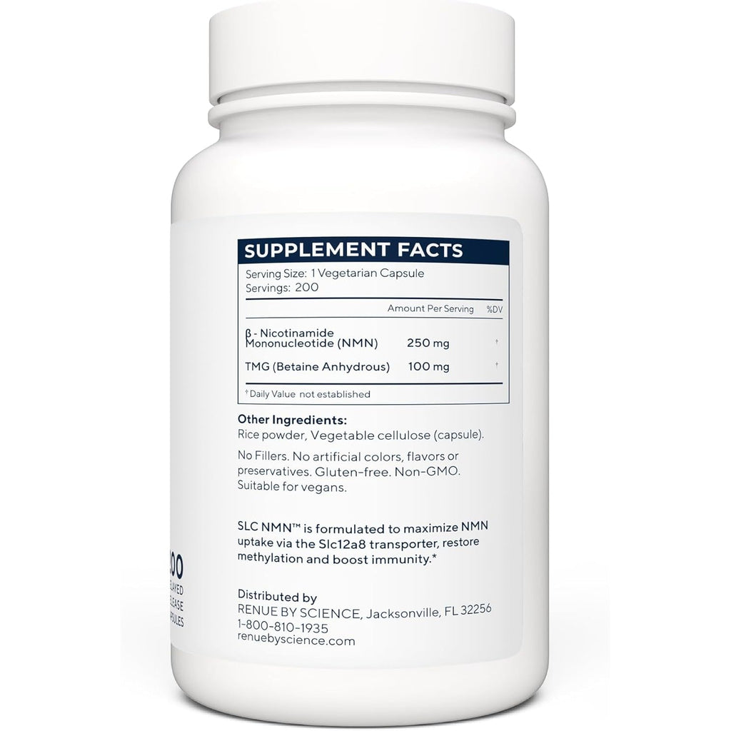 Renue by Science NMN Supplement | 200 SLC Enteric Capsules - 250Mg Nicotinamide Mononucleotide per Serving | Delayed Release for Increased Absorption | Manufactured in the USA