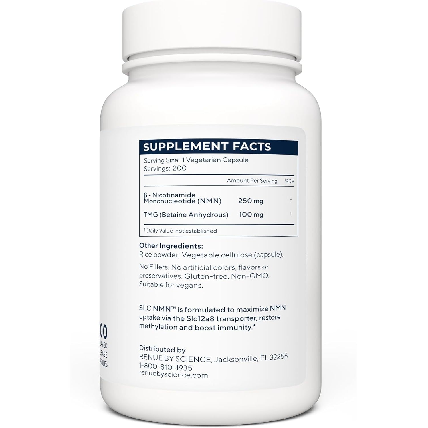 Renue by Science NMN Supplement | 200 SLC Enteric Capsules - 250Mg Nicotinamide Mononucleotide per Serving | Delayed Release for Increased Absorption | Manufactured in the USA