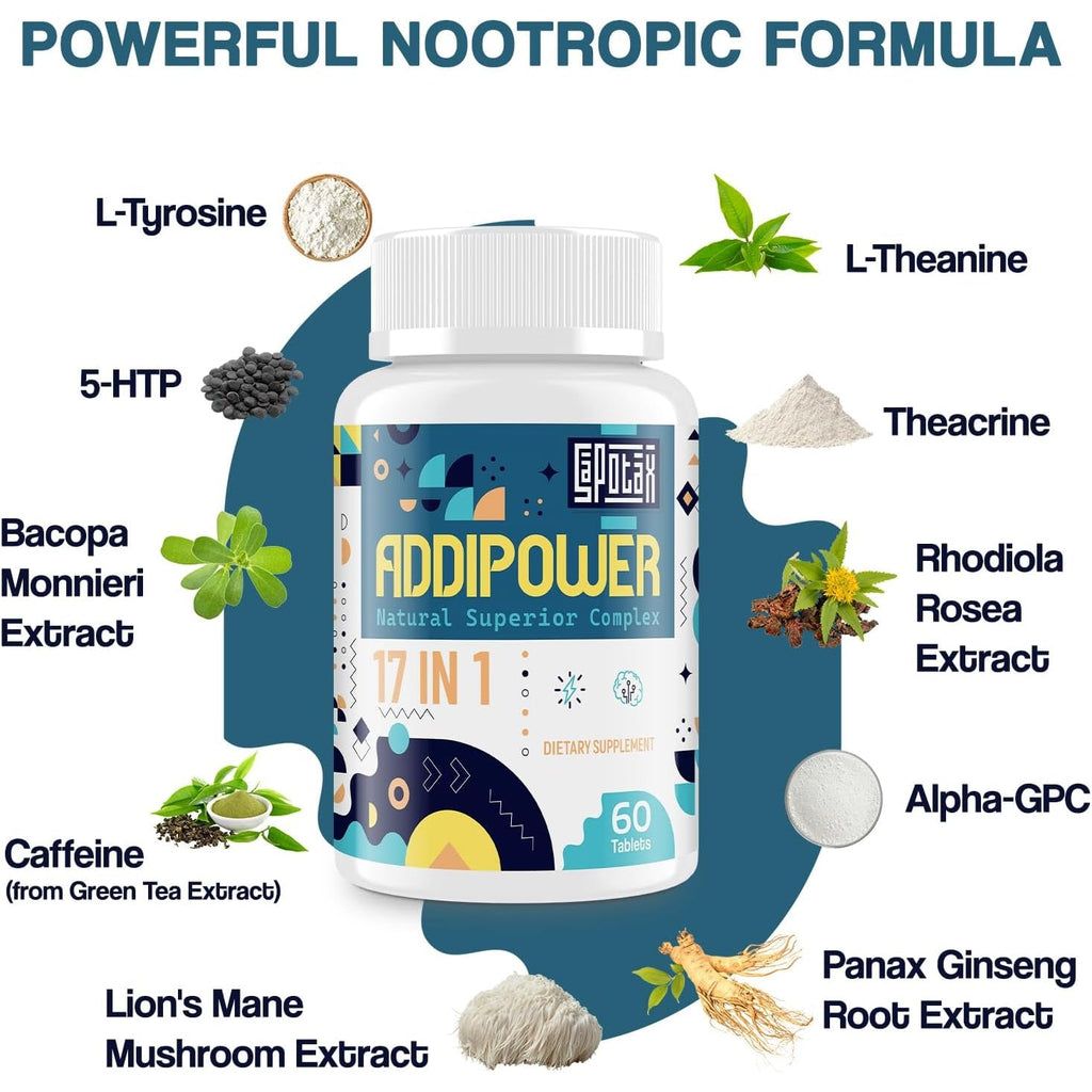 17-In-1 Brain Supplement for Memory and Focus | Nootropic Brain Supplement for Mental Clarity, Concentration, Alertness | Natural Nootropics with Herbal Extracts, Vitamins & Amino Acids (60 Tablets)