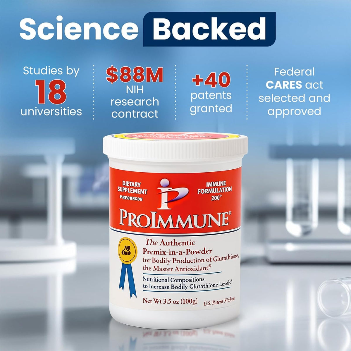 Glutathione Supplement 2 Month Supply of Glutathione Powder Precursor – Proimmune Immune Formulation 200® for Powerful Immune Support - Doctor-Formulated Antioxidant Complex, 62 Servings